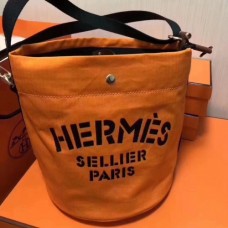 Hermes Grooming Bucket Bags In Orange Canvas