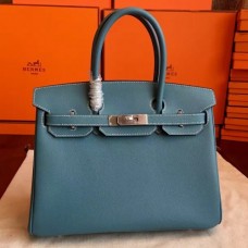 Hermes Blue Jean Epsom Birkin 30cm Handmade Bags