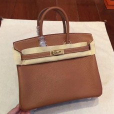 Hermes Brown Clemence Birkin 25cm Handmade Bags