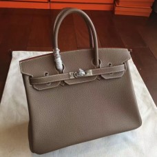 Hermes Etoupe Clemence Birkin 25cm Handmade Bags