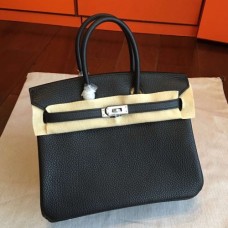 Hermes Black Clemence Birkin 25cm Handmade Bags