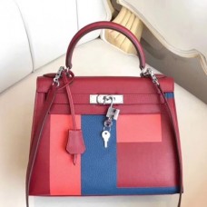 Hermes Multicolor Blocks Kelly 28cm Ruby Bags