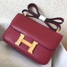 Hermes Epsom Constance 24cm Dark Red Handmade Bags