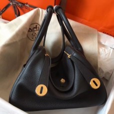 Hermes Black Lindy 26cm Clemence Handmade Bags