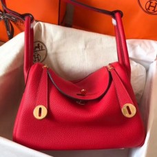 Hermes Red Lindy 26cm Clemence Handmade Bags