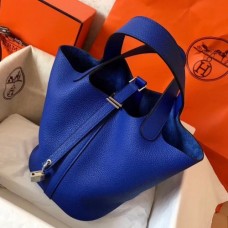 Hermes Blue Electric Picotin Lock PM 18cm Handmade Bags