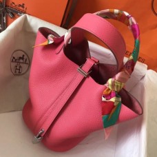 Hermes Rose Lipstick Picotin Lock PM 18cm Handmade Bags