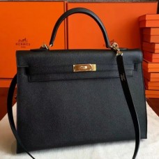 Hermes Black Epsom Kelly 35cm Handmade Bags
