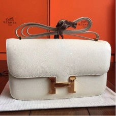 Hermes White Epsom Constance Elan 25cm Bags