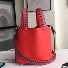 Hermes Red Picotin Lock 18cm Bags With Braided Handles