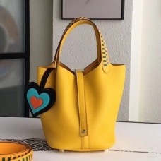 Hermes Yellow Picotin Lock 18cm Bags With Braided Handles