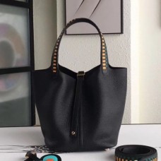 Hermes Black Picotin Lock 22cm Braided Handles Bags