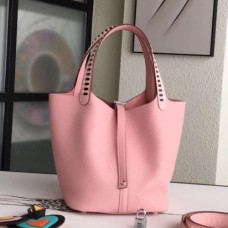 Hermes Pink Picotin Lock 22cm Braided Handles Bags
