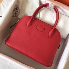 Hermes Red Clemence Bolide 27cm Handmade Bags
