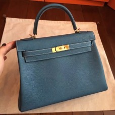 Hermes Blue Jean Clemence Kelly Retourne 32cm Handmade Bags