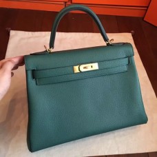 Hermes Malachite Clemence Kelly Retourne 32cm Handmade Bags