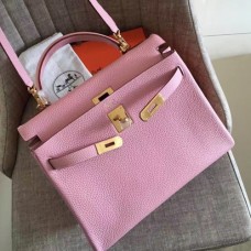 Hermes Pink Clemence Kelly Retourne 32cm Handmade Bags