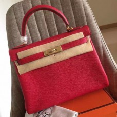 Hermes Red Clemence Kelly Retourne 32cm Handmade Bags