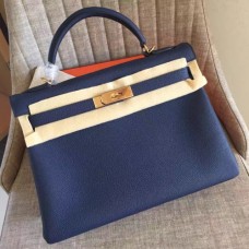 Hermes Sapphire Clemence Kelly Retourne 32cm Handmade Bags