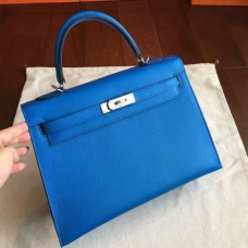 Hermes Blue Epsom Kelly 32cm Sellier Handmade Bags
