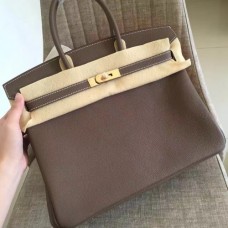 Hermes Etoupe Clemence Birkin 35cm Handmade Bags