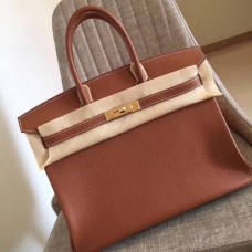 Hermes Gold Clemence Birkin 35cm Handmade Bags