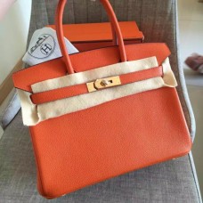 Hermes Orange Clemence Birkin 35cm Handmade Bags