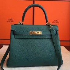 Hermes Malachite Clemence Kelly Retourne 28cm Handmade Bags