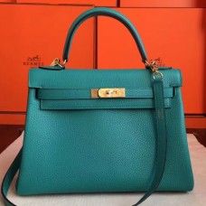 Hermes Blue Paon Clemence Kelly Retourne 32cm Handmade Bags