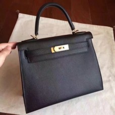 Hermes Black Epsom Kelly Sellier 28cm Handmade Bags