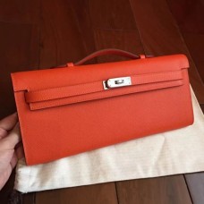Hermes Orange Epsom Kelly Cut Clutch Handmade Bags