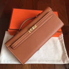 Hermes Gold Swift Kelly Cut Clutch Handmade Bags
