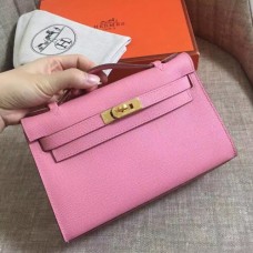 Hermes Pink Epsom Kelly Pochette Handmade Bags