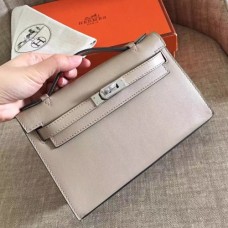 Hermes Grey Swift Kelly Pochette Handmade Bags
