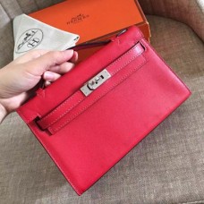 Hermes Red Swift Kelly Pochette Handmade Bags