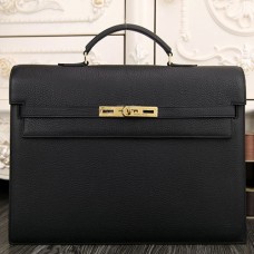 Hermes Black Kelly Depeche 38cm Briefcase Bags