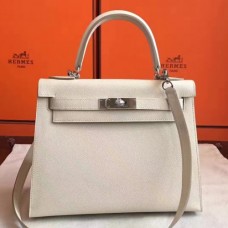 Hermes White Epsom Kelly Sellier 28cm Handmade Bags