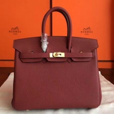 Hermes Bordeaux Clemence Birkin 25cm Handmade Bags