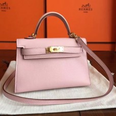 Hermes Rose Dragee Swift Kelly Mini II 20cm Handmade Bags