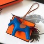 Hermes Rodeo Horse Bags Charm In Blue/Camarel/Ruby Leather