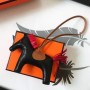 Hermes Rodeo Horse Bags Charm In Black/Camarel/Red Leather