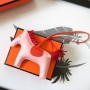 Hermes Rodeo Horse Bags Charm In Light Pink/Orange/Red Leather