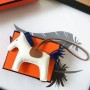 Hermes Rodeo Horse Bags Charm In White/Camarel/Blue Leather