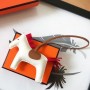 Hermes Rodeo Horse Bags Charm In White/Camarel/Red Leather