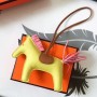 Hermes Rodeo Horse Bags Charm In Yellow/Camarel/Pink Leather