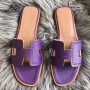 Hermes Oran Perforated Sandals In Purple Epsom Leather