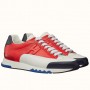Hermes Trail Sneaker In Red/White Calfskin