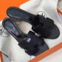 Hermes Black Epsom Oasis Sandals