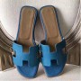Hermes Oran Sandals In Turquoise Epsom Leather